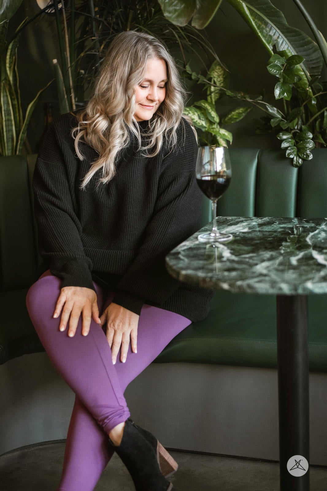 High Waisted Leggings Plum SweetLegs Calgary with Jenna